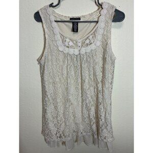 Valerie Stevens Lace Dress Lined Boho Business Casual White Size Large BC10